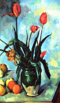 フラワーズ Painting - 花瓶の中のチューリップ ポール・セザンヌ 印象派の花